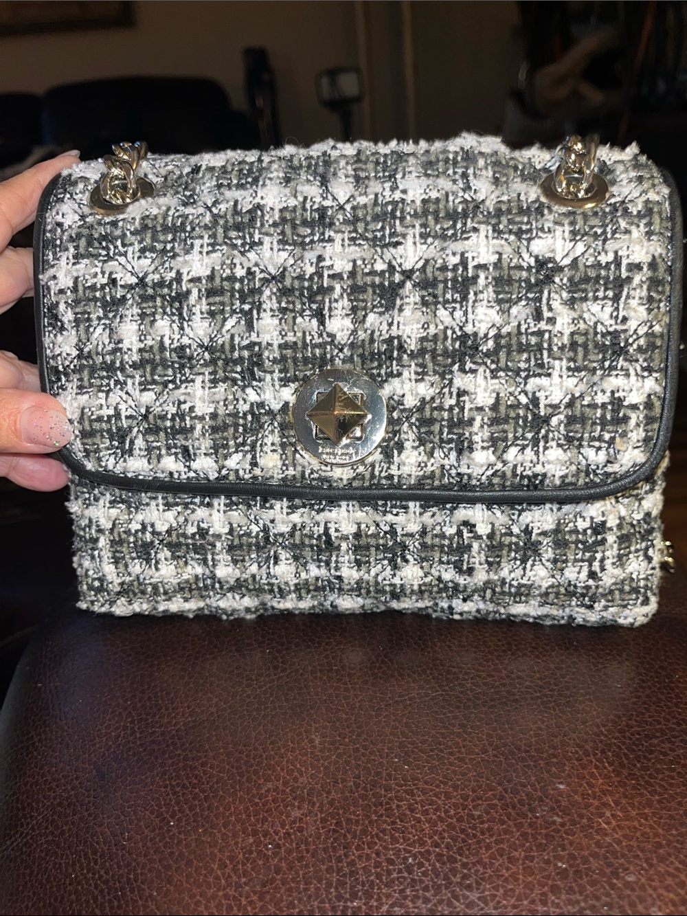 EUC Authentic Kate Spade Natalia Tweed Flap Handbag/Crossbody.